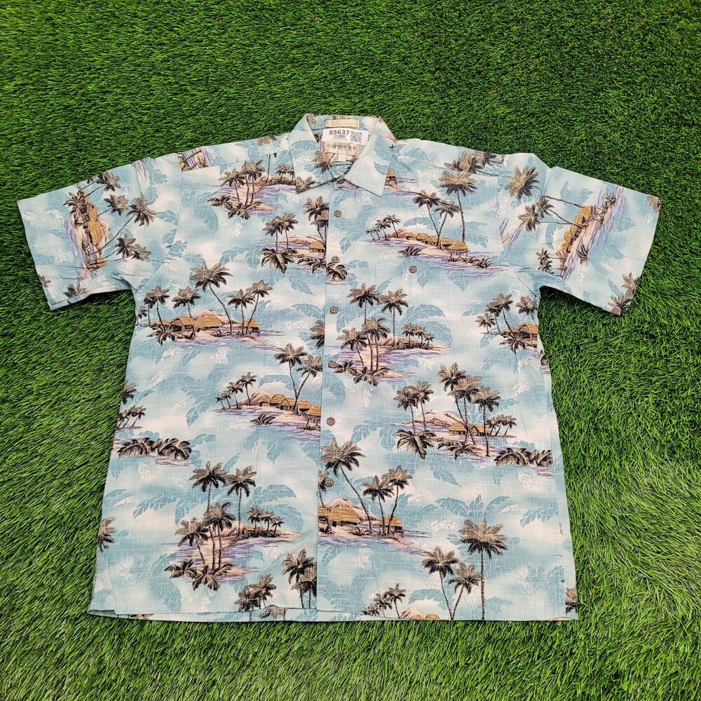 Campia Moda Beach Palm-Tree Button Shirt Large 23x30 Summer AOP